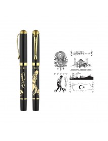 685-KR Kabartma Figürlü Metal Roller Kalem Seti
