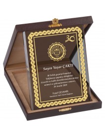 EKT-400 Deri Kutulu Kristal Plaket