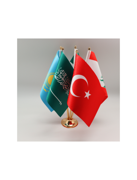 MB 1209 Sarı Kaplama Beşli Masa Bayrağı