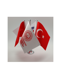 Mb 1208 Krom Direkli Beşli Masa Bayrağı