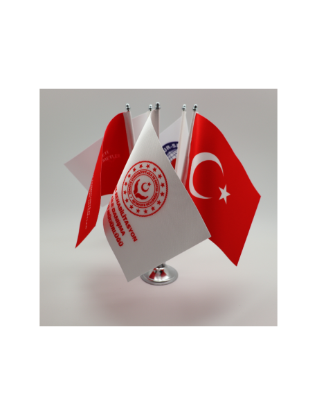 Mb 1208 Krom Direkli Beşli Masa Bayrağı