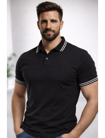 6030 Çizgili Bant Polo Yaka Tşört